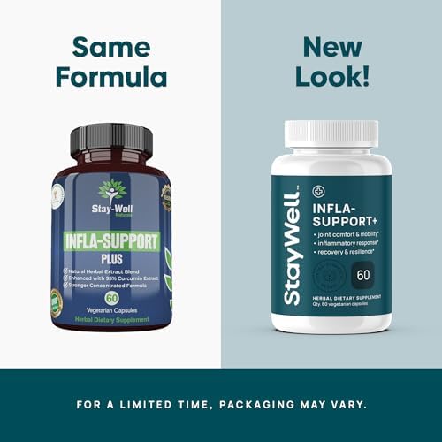 Stay-Well Naturals Infla-Support Plus- 750mg Herbal Supplement Blend with Curcumin and Ashwagadha Extract, Shatavari, Kavach, Fenugreek, Pippali, Guduchi, Shilajit, Goshura and Sunthi 60ct - Image 2
