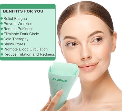2 Pack Ice Roller for Face and Body Massage, Facial Roller Skin Care Tool for Reduce Wrinkles and Puffiness, Migraine Pain Relief and Skin Tighten, Cold Therapy for Cooling and Calming.(Pink+Green) - Image 2