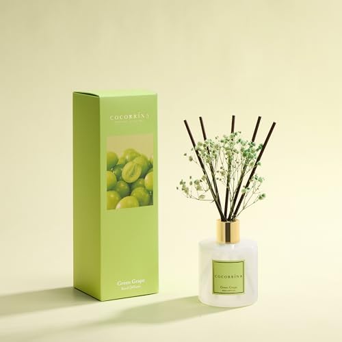 COCORRÍNA Reed Diffuser - Green Grape 6.7 fl oz Reed Diffuser with Sticks, Home Bedrrom Bathroom Shelf Decor - Image 2