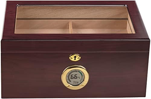 Prestige Import Group - Berkeley Glass Top Humidor - Capacity: Up to 100 - Color: Cherry with Digital Hygrometer - Image 3