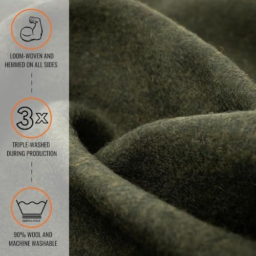 Arcturus Tahoe Wool Bed Blanket | Soft, Breathable Wool Blanket for Year-Round Comfort - King Size (90"x 108") | Thick & Washable (Olive Green) - Image 2
