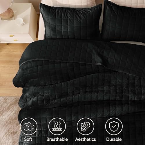 BEDELITE Velvet Quilt Set Queen Size, Luxury Velvet Comforter Bedding - Image 4