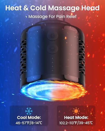 NAPRE Massage Gun with Heat and Cold Head,Deep Tissue Percussion Back Massager for Muscle/Neck/Body Pain Relief with Long Extension Retractable Handle,32-Speeds,Foldable with 5 Adjustable Angles - Image 3