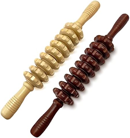 2Pcs Wood Massage Roller Stick for Muscle Relief & Cellulite Reduction by Deston