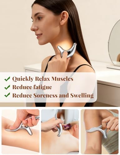 ideayard Stainless Steel Massage Tool for Trigger Point & Deep Tissue, Professional Gua Sha Scraper, Muscle Scraper for Neck, Back, Full Body Pain Relief, Thumb Saver Acupressure Tool - Image 5