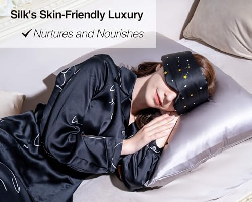 Fleur&Yang Silk Sleep Mask, Adjustable Blackout Sleeping Mask for Men Women, Soft Breathable 100% Mulberry Silk Fabric, Cooling Eye Cover Blindfold for DeepSleep or Meditationc(Starlight) - Image 2