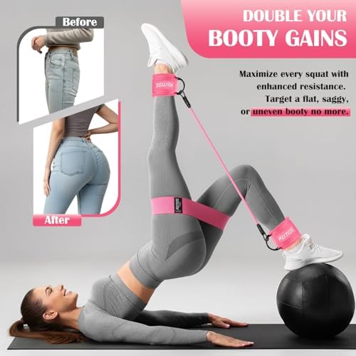KUTIZE Ankle Resistance Bands with Cuffs & Fabric Resistance Bands Set - Legs & Glutes Workout Equipment for Women & Men, Home Gym Heavy Exercise Bands for Hip, Yoga, Strength Training, Rehab, Pilates - Image 3