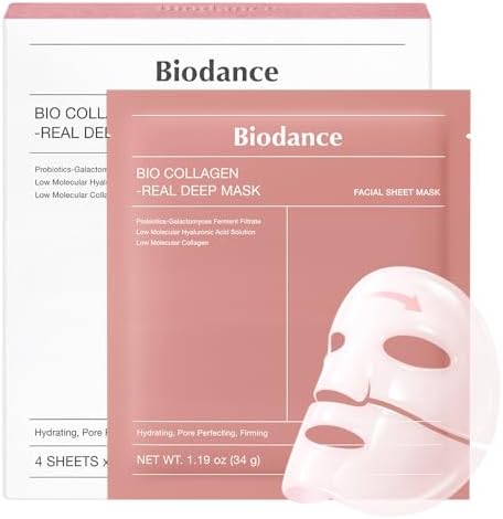 BIODANCE Bio-Collagen Real Deep Mask, Hydrating Overnight Hydrogel Face Mask, Pore Minimizing, Elasticity, Plumping, Travel Essentials & Self Care Gifts for Women, Korean Skin Care | 1.19oz(34g) x 4ea by BIODANCE
