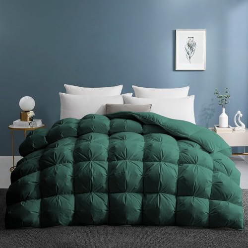 UNIKOME King Size Goose Feather Down Fiber Comforter Duvet Insert, Green by UNIKOME