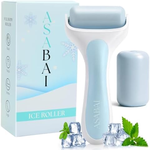Ice Roller for Face, Premium Facial Ice Roller and 2X Rollers for Long Lasting Cold - Eye Roller for Puffy Eyes & Cold Massage for Migraines (Blue) by Unknown