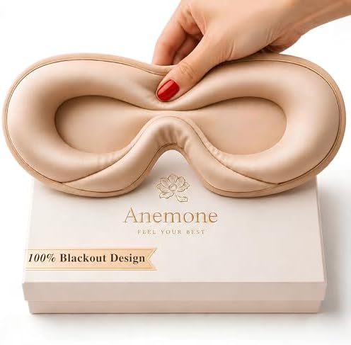 Anemone Contour Sleeping Mask for Women – Softer Than Silk Eye Masks for Sleep, Complete Blackout, Zero Eye Pressure Fit, Lightweight, Eye Care, Travel Essentials Included by Anemone