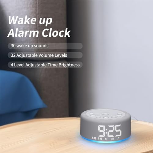 【3 in 1】 Sound Machine Alarm Clock Night Light White Noise Machine with 30 Sleeping Sounds for Baby Kids Adults 32 Level Volume Auto Off Timer Memory Function Digital Clock with 30 Wake Up Sounds - Image 4