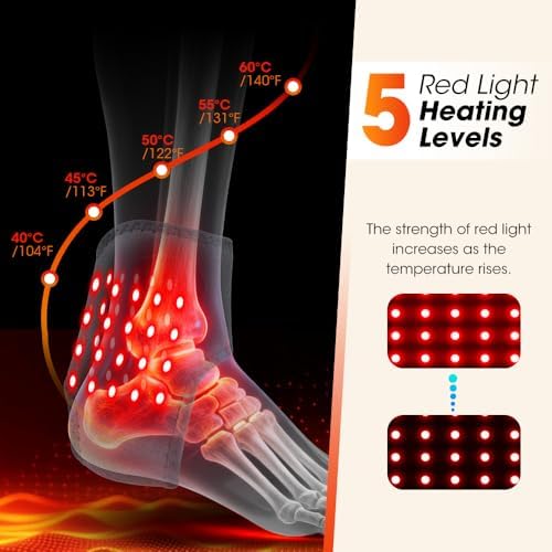 2 Pack Wearable Triple Therapy Foot Massager with 5 Intensities Red Light Therapy,Heated, Vibration,3 in 1 Foot Ankle Massager Wrap with Heat Portable, 3 Heat Levels Multi Area for Plantar Fasciitis - Image 2