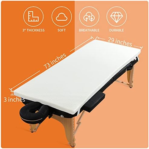 HOMBYS Memory Foam Bed Mattress Topper with Removable Cover, Massage Table Mattress Topper with Elastic Bands, Non-Slip Lash Bed Cushion Only, 73"x29"x3" - Image 3