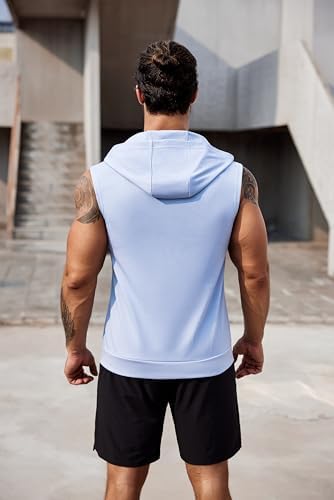 COOFANDY Men's Workout Hooded Tank Tops 2 Pack Zip Up Sleeveless Gym Shirts Muscle Cut Off T Shirt Bodybuilding Hoodies - Image 5