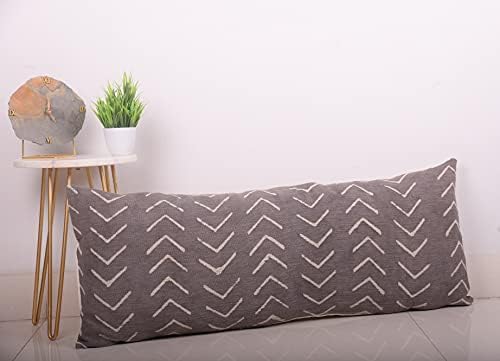 Trade Star 100% Cotton Lumbar Pillow Cover Handloomed Pillow Shams Rustic Back Rest Case Throw Pillow Cover Fall Decor Authentic Bedding Farmhouse Cover Mudcloth Long (Grey Phoenix 14X36 INCHES) - Image 3