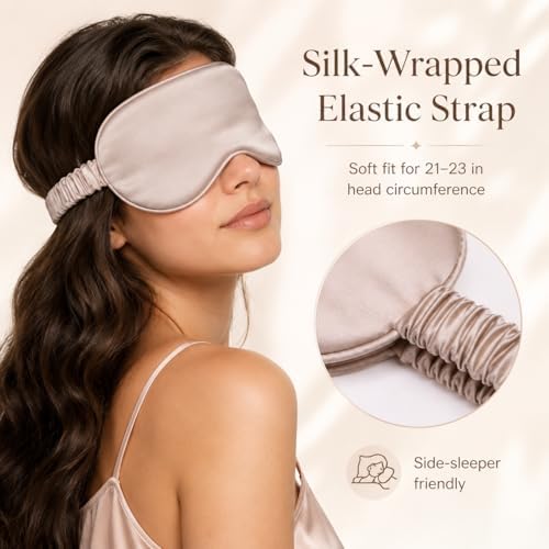 Silk Sleep Mask Light Blocking Luxury 100% Mulberry 19mm Silk Eye Mask Eye Cover Blindfold Ultra Soft Light & Comfy Anti Aging Skin Care with Travel Bag Gift Package - Image 4