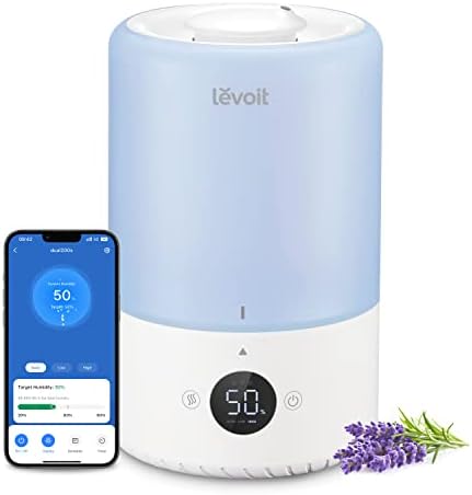Levoit 3L Dual 200S Smart Humidifiers for Bedroom, Top Fill, Quiet, Blue by Unknown