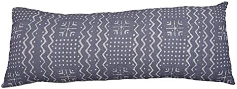 Trade Star 100% Cotton Mudcloth Lumbar Pillow Cover Rustic Oblong Breathable Pillow Covers Back Rest Pillow Cases Boho Farmhouse Case Spring (Dark Grey ALMA 14X36 INCHES) by TradeStar