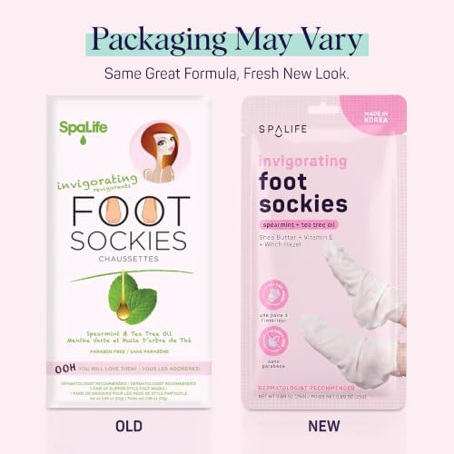 SpaLife Moisturizing Foot Sockies | Foot Mask for Dry Cracked Feet | Tea Tree Oil Softening Booties | Callus Remover Alternative | Self Care Gifts for Women | 4 Pack - Image 2