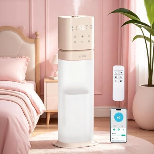 Humidifiers for Bedroom 2.1Gal/8L, Smart Humidifier for Large Room, Cool Mist Humidifiers for Home Kids Baby Plants, Top Fill Humidifier with Extension Tube, WIFI APP & Voice Control, Pink by IndoorExpertAirImprovement
