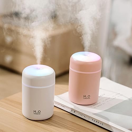 Portable Mini Humidifier, Colorful, Cool Mist, USB Powered. Perfect for Bedroom, Office & Car (300ml, Pink) - Image 2
