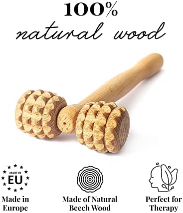 tuuli Accessories - T-Shape Massage Roller, Body and Face Roller, Multi-Functional Facial Massager, Helps Ease Muscle Tension and Supports Skin Health, Wooden Roller Massager Tool - Image 4