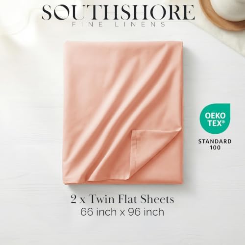 Southshore Fine Living 2-Pack Queen Size Flat Sheets Only Microfiber Blush - Image 2