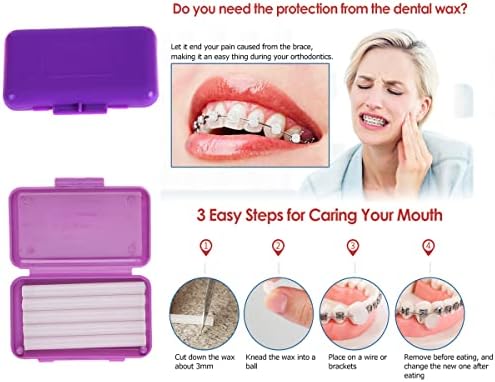 Braces Cleaning Kit for Teeth, Portable Orthodontic Toothbrush Kit Oral Care Dental Travel Kit - Interdental Brush Dental Wax Dental Floss Toothbrush Box (Purple B) - Image 4