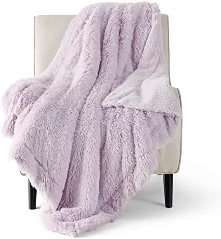 Bedsure Faux Fur Fluffy Fleece Sherpa Blanket Couch Throw Lavender 50"x60" by Unknown
