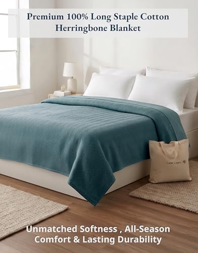 LANE LINEN Soft Blanket Twin, 350 GSM 100% Cotton Medium Weight - Image 5