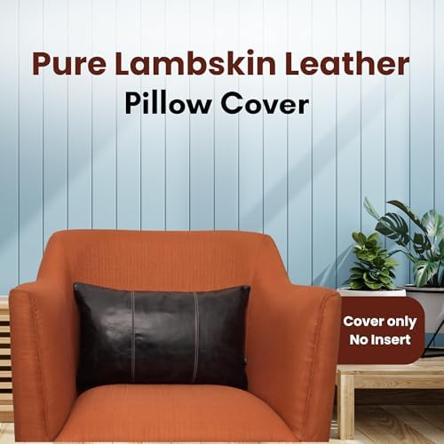 LL LEATHER LOVERS 100% Lambskin Leather Pillow Cover 16x24 Inch – Hand-Stitched Cushion Case with Hidden Zipper, Decorative Throw Cover for Sofa, Bed and Living Room - Ink Blue Panel Pack of 2 - Image 2