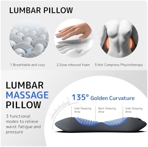 Rechargeable 3 in 1 Electric Lumbar Support Pillow with Heat & Lift Traction 2026 New, Cordless Triple Fusion Back Massager, Lower Back Pain Relief Deep Tissue Support Pillow for Bed Car Office - Image 2
