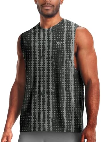 Men's Sleeveless Swim Shirts Quick Dry Moisture Wicking Gym Shirts Breathable Workout & Beach by WELIGU