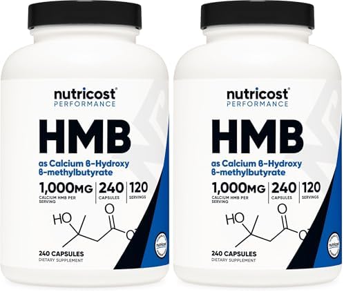 Nutricost HMB (Beta-Hydroxy Beta-Methylbutyrate) 1000mg (240 Capsules) - 500mg Per Capsule, 120 Servings - Gluten Free and Non-GMO (Pack of 2) by Nutricost