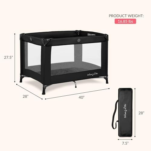Dream On Me Nest Portable Playard, Lightweight, Foldable, Carry Bag, Black - Image 3