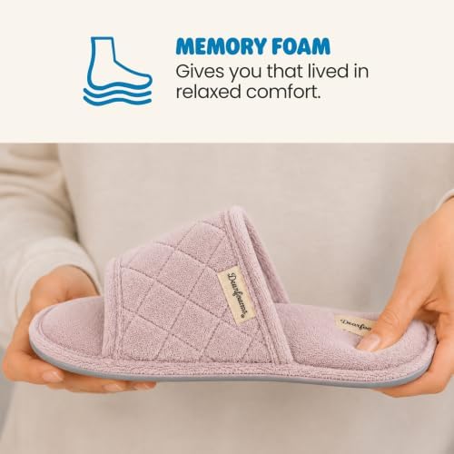 Dearfoams womens Slipper Memory Foam Summer House Shoe Beatrice Terry Slide - Image 6
