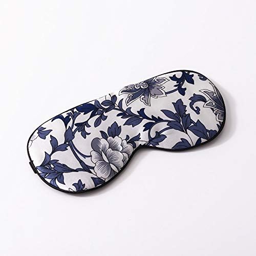 Tim & Tina Silk Sleep Mask for Women Men Comfortable Blindfold Eye Mask with Adjustable Strap for Travel Yoga Nap Shift Work (Blue and White) by TimTina
