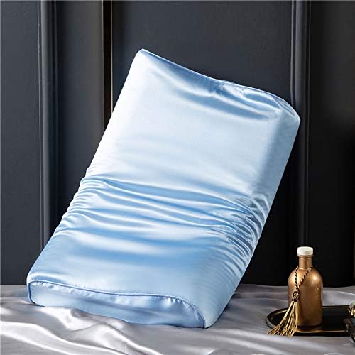Silk Pillowcase for Memory Foam Pillow Neck Pillow, Pure Mulberry Silk Pillow Case for Cervical Pillow Contour Pillow (Grey Blue, 20" x 12.5" x 4"/3") by Cozysilk%7CBringNatureHome