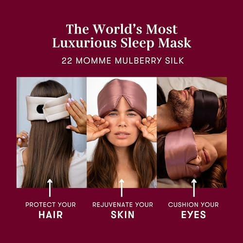 DROWSY Silk Sleep Mask - Face-Hugging, Padded Cocoon for Luxury Sleep in Total Darkness - 100% Pure Mulberry Silk (La Vie En Rouge) - Image 5
