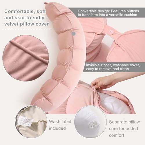 Peallow(Pat. Pend) – Long Round Body Pillow for Adults, Bolster Pillow for Sleeping, Soft and Supportive Pillow for Sleeping & Lumbar Support (Soft Pastel Pink, 39") - Image 4