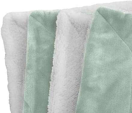 Elegant Comfort Luxury Ultra-Plush Velvet Touch Fleece Throw Soft, Warm, Cozy| Micromink Sherpa-Backing Reversible Blanket for Bed, Sofa and Couch, Solid Mint Green - Image 3