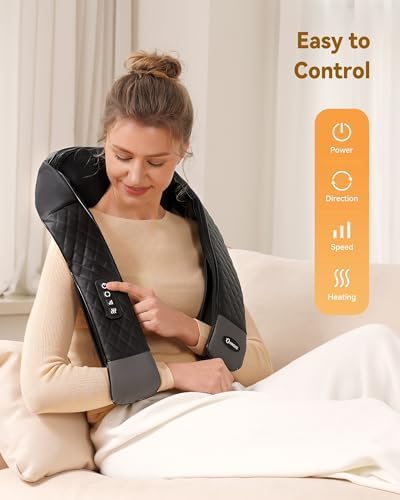 Neck Massager with Heat, Neck Massager for Pain Relief Deep Tissue, 4D Deep Tissue Kneading Massage for Back Leg, Full Body Muscle Pain Relief, Ergonomic Design, Ideal Gift for Women Men, Not Cordless - Image 3