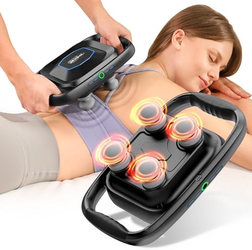 BOB AND BRAD A1 4-Head Massage Gun Deep Tissue, FSA Eligible/HSA Eligible, 4X Pain Relief Efficiency, Replaceable Massager Heads & Plate, Electric Percussion Massage Gun Tool for Back, Leg, Muscle by BOBANDBRAD