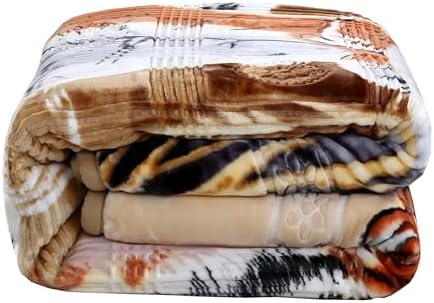Nestl 12 Lbs Velvet Fleece Blanket for Winter - 2 Ply Heavy & Warm Korean Style Bed Blanket - Reversible Printed Raschel King Size Blanket - Wrinkle & Fade Resistant - 87 x 94 Inches - Tiger - Image 2
