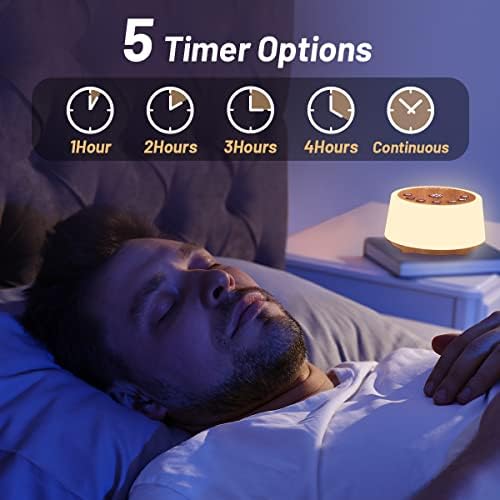 Color Noise Sound Machines with 10 Colors Night Light 25 Soothing Sounds and Sleep White Noise Machine 32 Volume Levels 5 Timers Adjustable Brightness Memory Function for Adult Kid Baby - Image 4