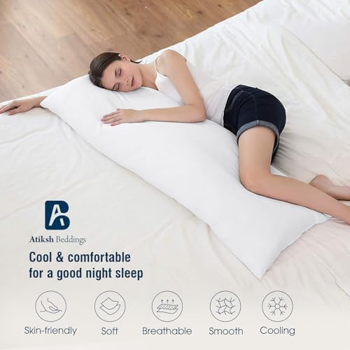 Body Pillow Cover with Zipper 20x72 Cotton Long Body Pillowcase Lumbar Pillow case 100% Egyptian Cotton 500 Thread Count Pack of 1 for Adult Size (White) - Image 4