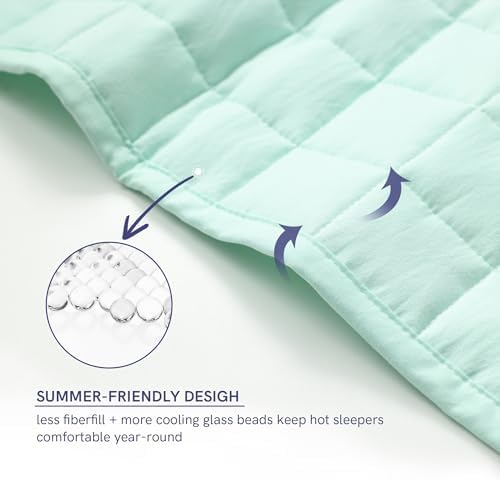 YnM 15lbs Weighted Blanket for Adults, Heavy Bed Throw Blanket with Cooling Glass Beads for All Season Use, Ideal for ~140lbs (60x80 Inches, Queen, Mint Green) - Image 4