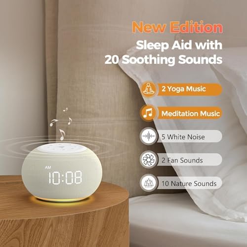 REACHER Auto Dimmable Sound Machine Alarm Clock with Night Light for Girls - Image 4
