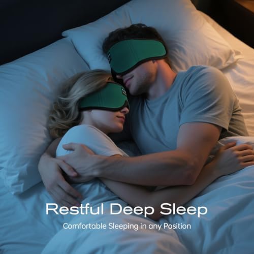 3D Sleep Mask with Bluetooth Headphones, Sleeping Headphones for Side Sleepers, Wireless Music Eye Mask with Ultra-Thin Stereo Speakers for Men, Women, Tech Gifts, Deep Green - Image 2